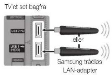 Tv'et set bagfra USB 2 USB 1 (HDD) 10000 eller Samsung trädlos LAN-adapter