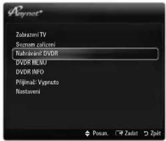 Zobrazeni TV Seznam zafizoni Nahravani: DVD R DVDR MENU DVDR INFO Přijimač: Vypnuto Nastaveni Posun. Zadst Zpět