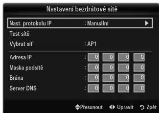SAMSUNG LE46B650T2W - Nastavení bezdrátové sítě-Manuální. - 2