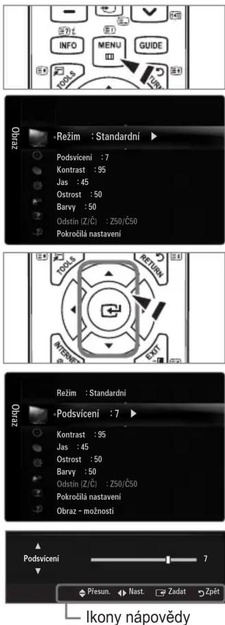 SAMSUNG LE46B650T2W - ☐ Ovládání nabídky OSD (nabídka na obrazovce) - 1