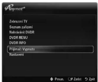 Paynet Zobrazeni TV Seznam zařízení Nahravání: DVDR DVDR MENU DVDR INFO Přijímáč: Vypruto Nastavení Posun. Zadot Zpět