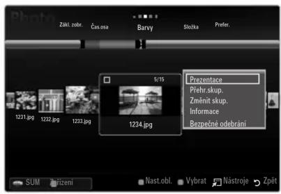 Zakt. zobr. Čas.osa Barvy Sloška Prefer. 5/15 1231.jpg 1232.jpg 1233.jpg 1234.jpg Prezentace Přehr.skup. Změnit skup. Informace Bezpečné odebráni SUM Arízení Nast.obl. Vybrat Nástroje Zpět