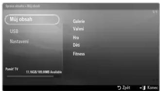 Můj obsah USB Nastavení Punif TV 12.5GB/180.0000 Available Galerie Valeni Hra Děti Fitness Zpít - Konec