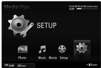 Media Play SETUP Photo Music Movie Setup SUM Zürizeni Konec IS1.86 MB/952.02 MB volneho míta SUM