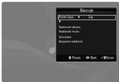 Nástroje Rozm Opak. Zip. Nastavoní abrazu Nastavoní svulu Informace Borpočné odkbriní Posun. Nast. -Korne