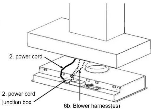 2. power cord 2. power cord junction box 6b. Blower harness(es)