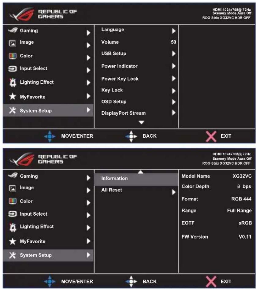 ASUS ROG Strix XG32VC - System Setup (Opsætning af system) - 1