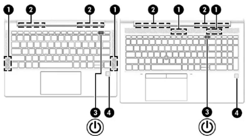 HP Elitebook 835 G7 - Knap, højttalere, luftkanaler og fingeraftrykslæser - 3