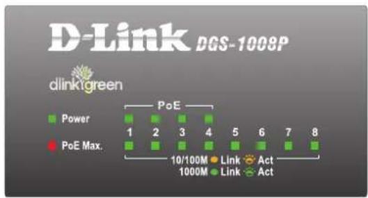 D-LINK DGS-1008P - PUERTOS GIGABIT (PUERTOS 1 - 8) - 1