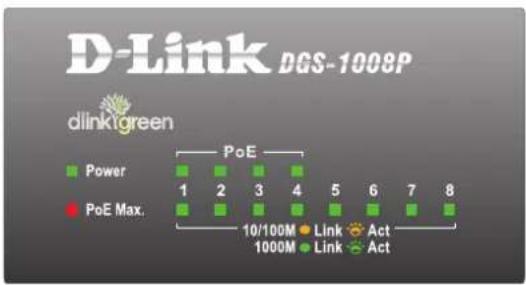 D-LINK DGS-1008P - GIGABITOVÉ PORTY (PORTY 1 - 8) - 1