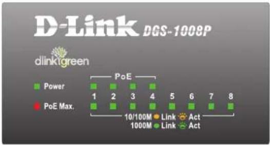 D-LINK DGS-1008P - GIGABIT PORTS (PORTS 1 - 8) - 1