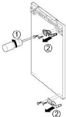 Diagram showing a mechanical assembly with numbered components, likely illustrating a turning or disassembly process.
