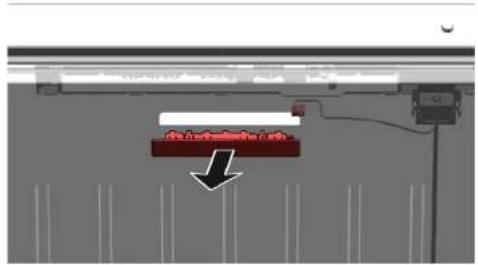 Diagram showing a device with a red arrow pointing to a component labeled 'A' and 'B', likely indicating a process or control section.
