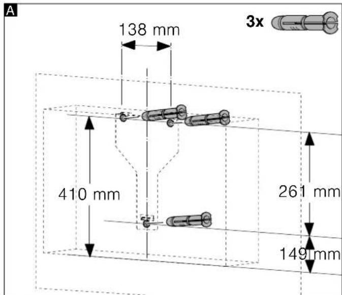 A 138 mm 410 mm 261 mm 149 mm 3x