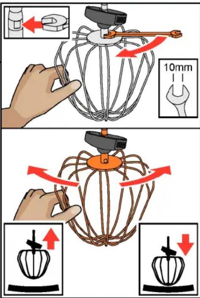 Technical diagram illustrating wire meshing process with 10mm scale and directional arrows indicating movement
