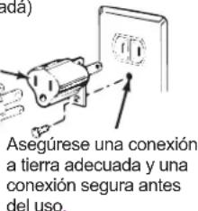 Asegúrese una conexión a tierra adecuada y una conexión segura antes del uso.
