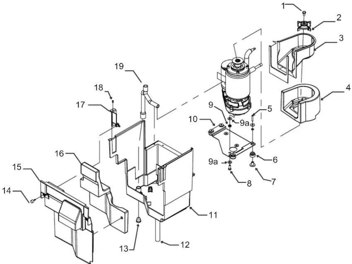 Technical diagram of a mechanical assembly with numbered components for identification