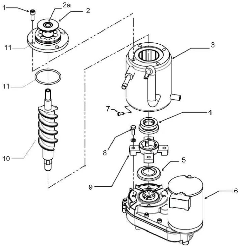 Technical diagram of a mechanical assembly with numbered components for identification