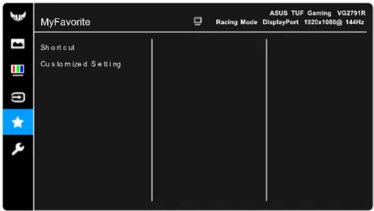 MyFavorite ASUS TUF Gaming VG2791R Racing Mode DisplayPort 1920x1080@ 144Hz Shortcut Customized Setting