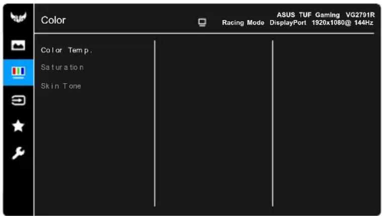 Color Racing Mode ASUS TUF Gaming VG2791R DisplayPort 1920x1080@ 144Hz Color Temp. Saturation Skin Tone