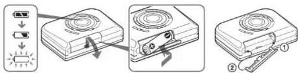 Diagram illustrating three-step installation of a device with labeled parts and directional arrows indicating process flow.