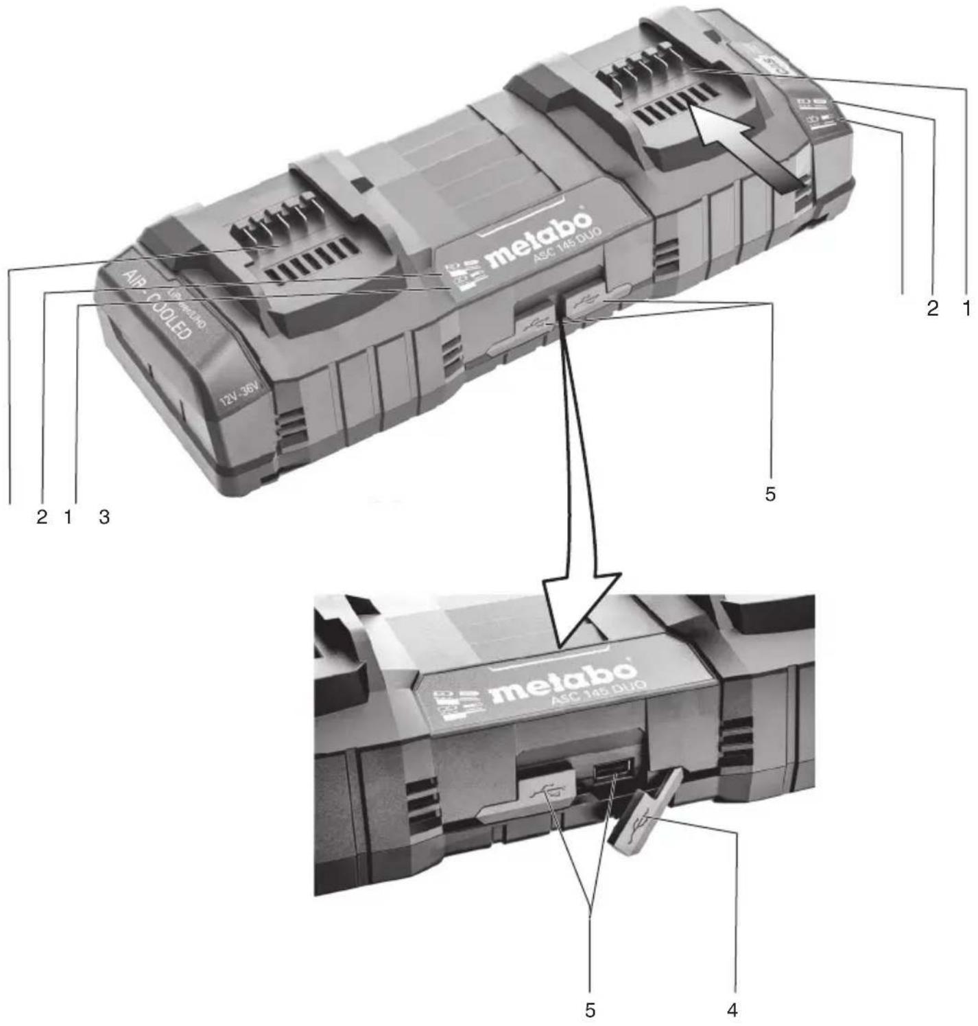AIF COOLED 12V -36V metabo ASC 145 DUO 2 1 5 metabo ASC 145 DUO 4 5