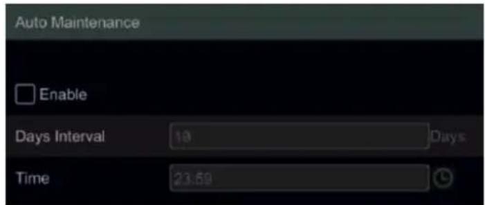 Auto Maintenance Enable Days Interval 10 Days Time 23.59