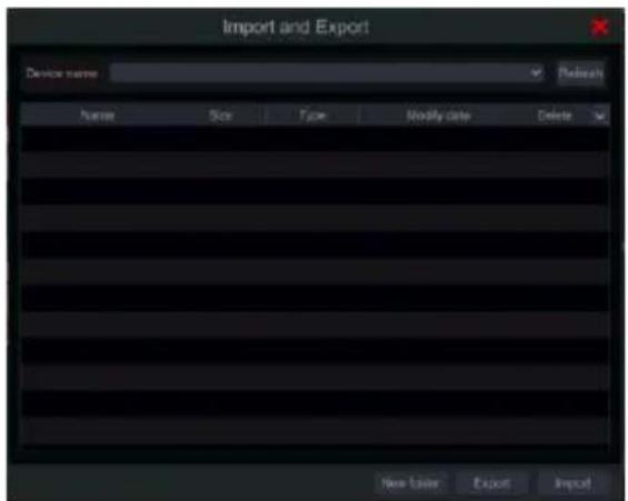 Import and Export Device name Refresh Human Size Type Modify Date Delete New Order Export Import