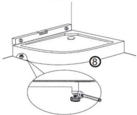 Technical diagram of a bathroom sink with labeled components and an inset showing a mechanical fixture assembly.