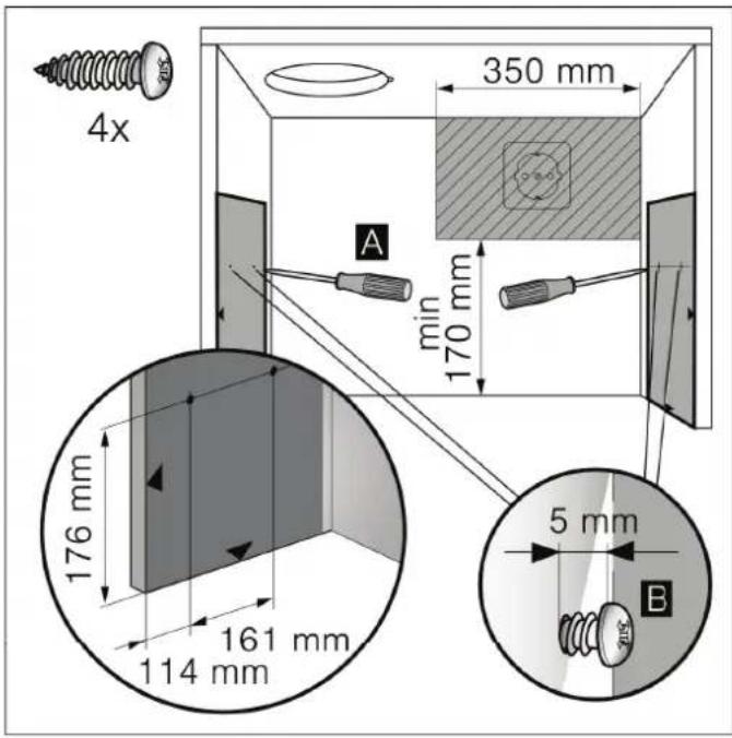 BOSCH DFM064W53 - Apparatets mål og sikkerhedsafstande - 2
