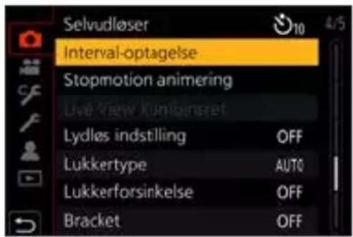 PANASONIC Lumix DC-G100 - Indstil kameraet til [Interval-optagelse]. - 2