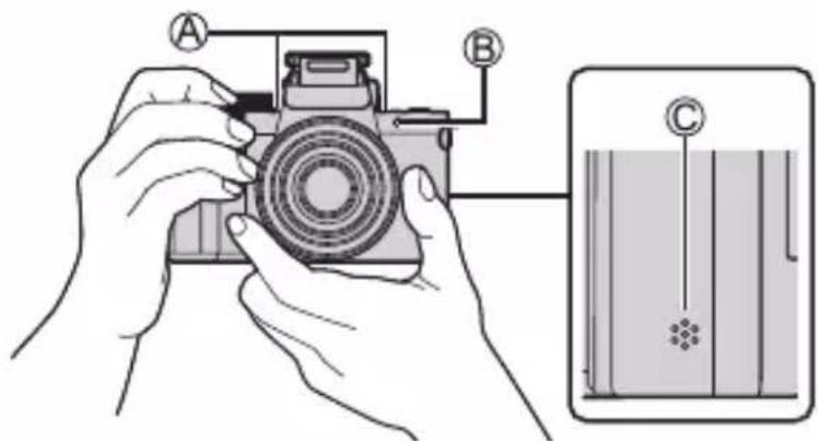 PANASONIC Lumix DC-G100 - Hold kameraet med begge hænder, hold armene stille ned langs siden, og stå med fødderne let adskilt. - 1