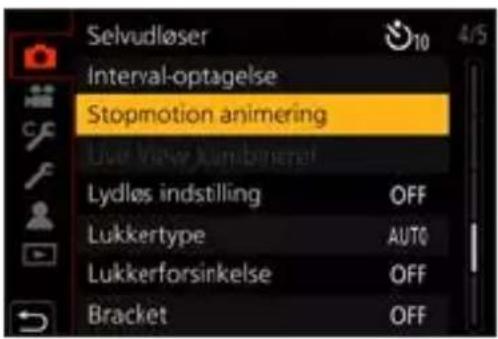 PANASONIC Lumix DC-G100 - Indstil kameraet til [Stopmotion animering]. - 2