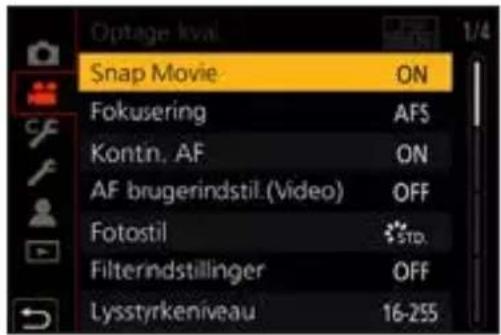 PANASONIC Lumix DC-G100 - Indstil kameraet til [Snap Movie]. - 2