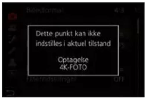 PANASONIC Lumix DC-G100 - Nedtonede menuelementer - 1
