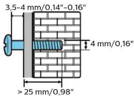 3,5-4 mm/0,14"-0,16" 4 mm/0,16" >25 mm/0,98"