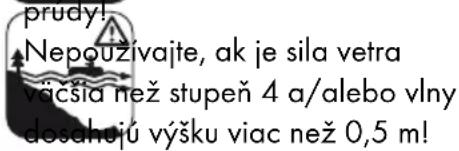 prudy! Nepoužívajte, ak je sila vetra váčsia než stupeň 4 a/alebo vlny dosahojú výšku viac než 0,5 m!