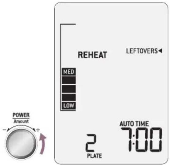 REHEAT LEFTOVERS MED LOW POWER Amount 2 7:00 PLATE AUTO TIME