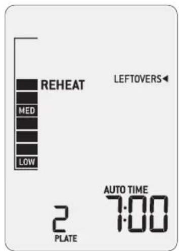 REHEAT MED LOW LEFTOVERS AUTO TIME 2 7:00 PLATE