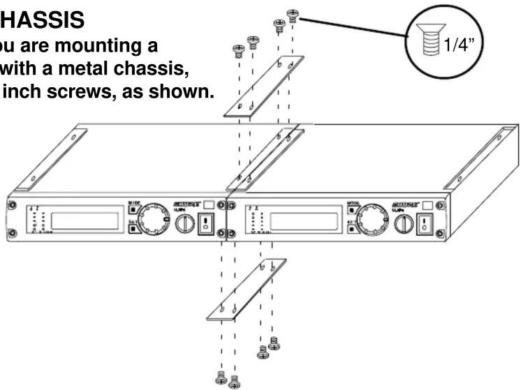 HASSIS you are mounting a with a metal chassis, inch screws, as shown.