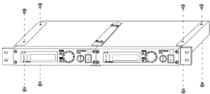 Technical diagram of a rack-mounted device with labeled ports and control knobs