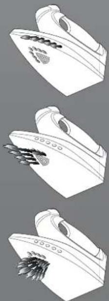 Three technical line drawings of a mechanical device with internal components, shown from different angles (no text or symbols)