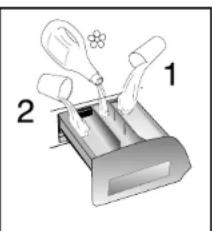 Diagram showing a device with labeled parts, including a light bulb and two tubes, marked as 1 and 2.