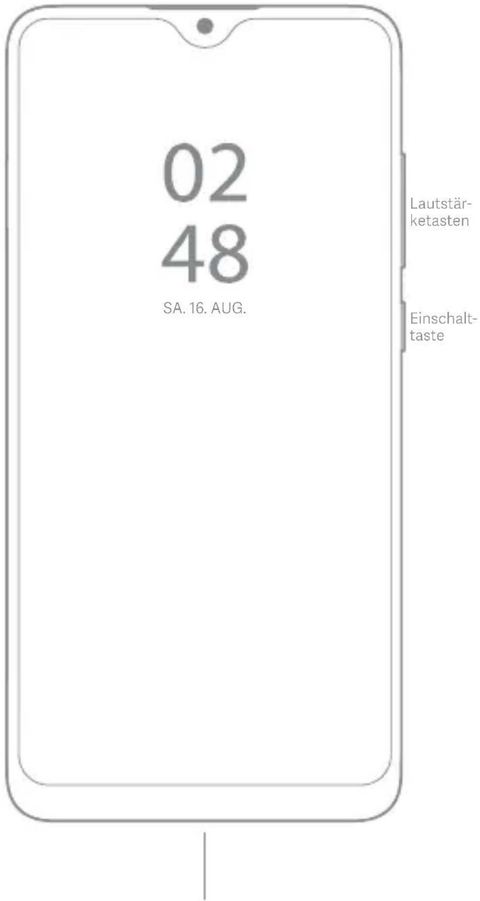02 48 SA. 16. AUG. Lautstär- ketasten Einschalt- taste