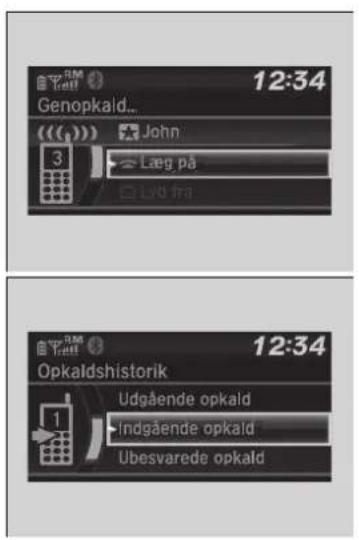 12:34 Genopkald... John 3 Læg på Læg fra 12:34 Opkaldshistorik Udgående opkald Indgående opkald Ubesvarede opkald