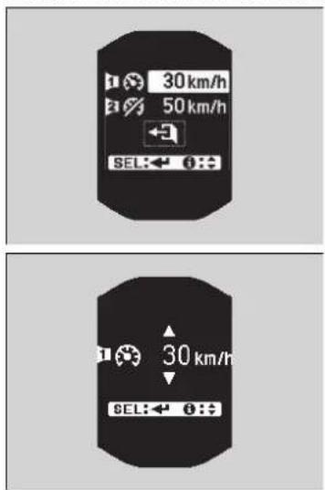 30 km/h 50 km/h SEL:← ← 30 km/h SEL:← ←