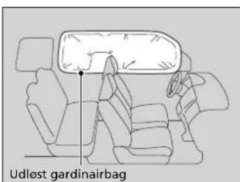 Udlöst gardinairbag