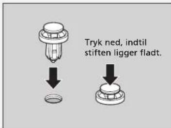 Tryk ned, indtil stiften ligger fladt.