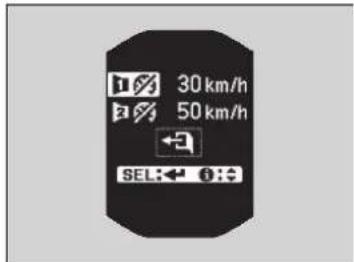 1% 30 km/h 2% 50 km/h SEL: ← ①: +