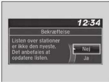 12:34 Bekræftelse Listen over stationer er ikke den nyeste. Det anbefales at opdatere listen. Nej Ja
